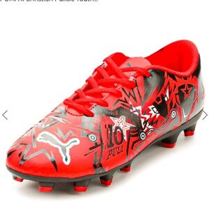 PUMA X Christian Pulisic Youth Tacto II FG/AG Soccer Cleats (Red/Black) Junior 6